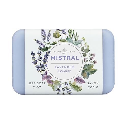 Mistral Classic French Bar Soap, Lavender, 7 oz - Triple-Milled Luxury Natural Soap with Organic Shea Butter & Olive Oil | Long-Lasting Moisturizing Beauty & Personal Care Mistral