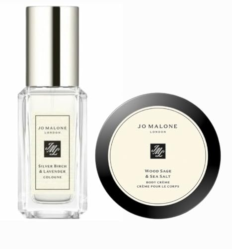 Jo Malone Silver Birch & Lavender Cologne and Body Cream Women Perfume .3 fl oz / 9mL Holiday Set Travel Size Beauty & Personal Care Jo Malone
