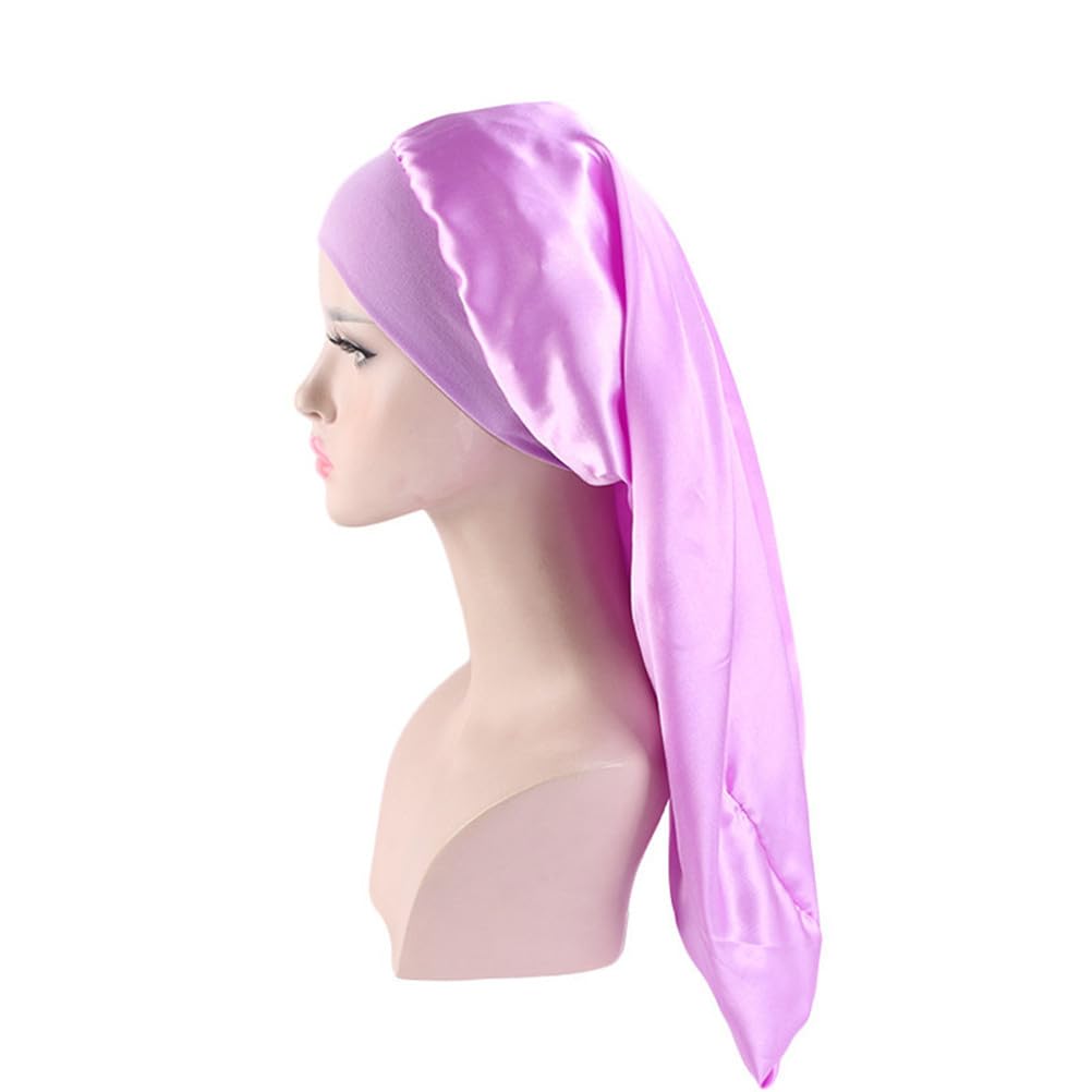 Long Satin Bonnet for Women Silky Sleep Caps for Braids Dreadlocks Curly Hair Care (Light Purple) Beauty and Personal Care Fxhixiy