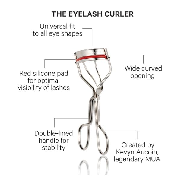 Kevyn Aucoin The Eyelash Curler: Easy use. Long-lasting curl of lashes effect. Wide opening. Stainless steel with two red lash cushions. Pro makeup Beauty & Personal Care Kevyn Aucoin