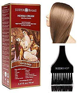 Surya Brasil All Natural HENNA Hair Color CREAM Plant Extracts, Semi-Permanent for Grey Coverage (with Brush) Brazil (ASH BLONDE) Beauty & Personal Care Surya Brasil