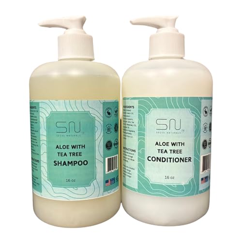 Seoul Naturals Aloe Vera with Tea Tree Shampoo and Conditioner Set, 100% Natural, k beauty, 16 fl oz each Beauty & Personal Care Seoul Naturals