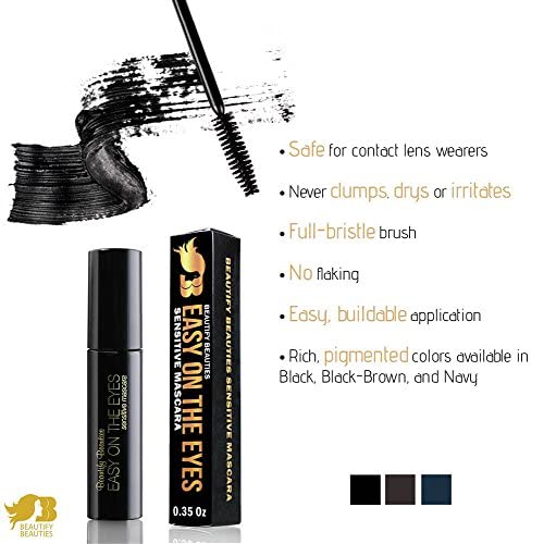 BeautifyBeauties EASY ON THE EYES Sensitive, Hypoallergenic Eye Mascara For Contact Lens Wearers - Non-irritating, Fragrance-free For Natural Looking Beauty & Personal Care BeautifyBeauties