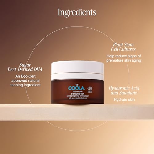 COOLA Organic Sunless Self Tanner Face Moisturizer, Dermatologist Tested Anti-Aging Skin Care, Vegan and Gluten Free, 1.5 Fl Oz Beauty & Personal Care COOLA