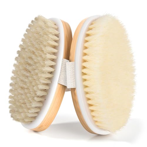 2 Pack Dry Brushing Body Brush, Natural and Soft Bristle Shower Brush for Body Cleaning, Exfoliating Bath Brush for Lymphatic Drainage Improve Beauty and Personal Care Tskcos Default Title