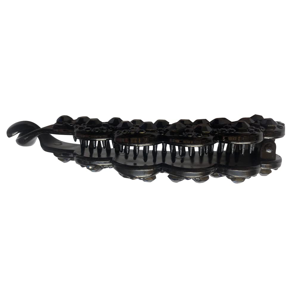 Sparkly Rhinestone Flower Banana Hair Clip Crystal Ponytail Holder Twist Hair Clips No Slip Bow Grip Comb Clamp Hair Grip with Teeth Hairpins Hair Beauty & Personal Care OFIYOU