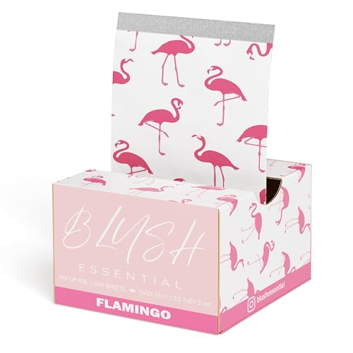 Flamingo Design Hair Salon Pop Up Foils, Aluminum Foil Sheets for Highlighting and Coloring, Salon Hair Foils, 5"x10.75", 500 Foil Sheets Beauty & Personal Care Blush Essentials