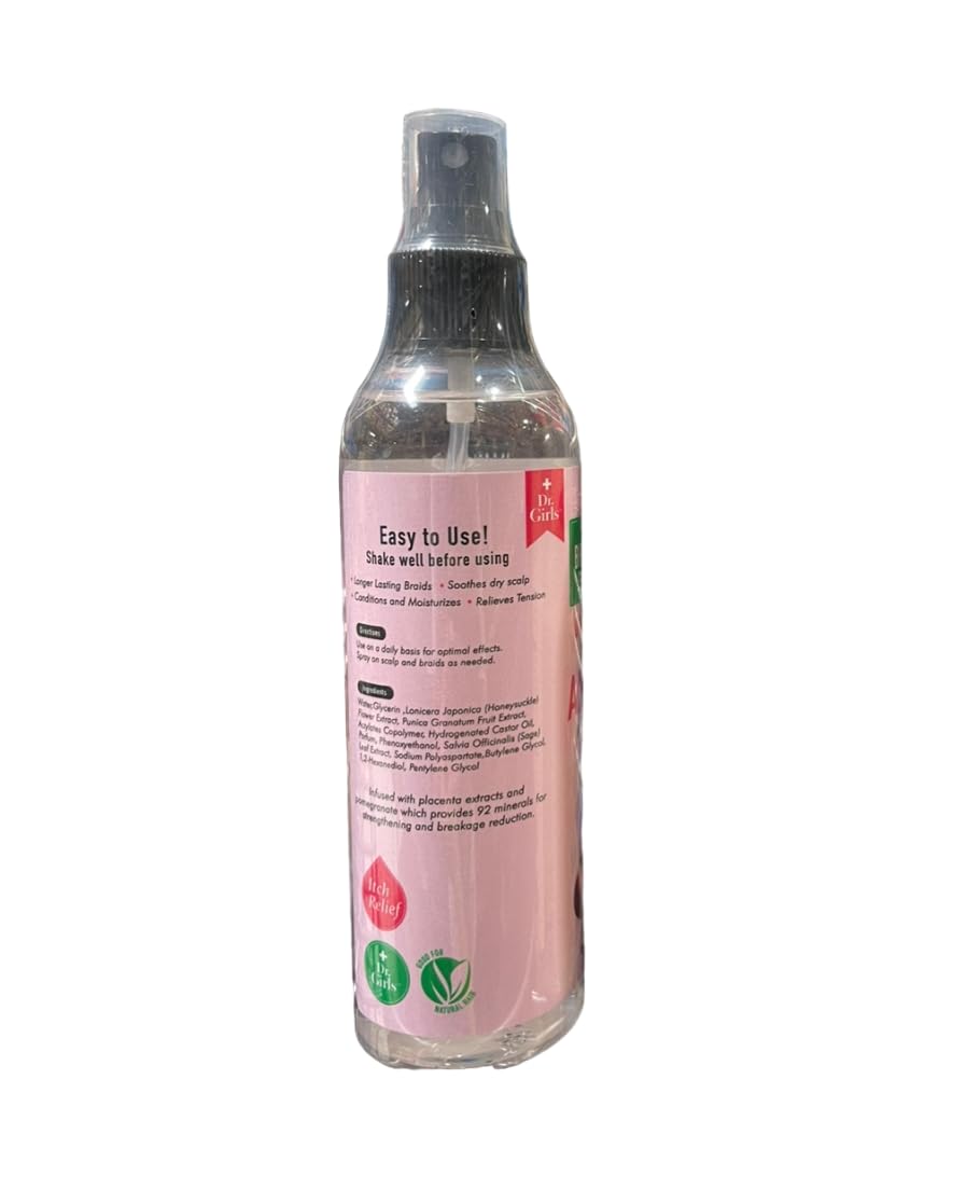 Dr.Girls Ultra Relaxation Anti-Itch Braid Extra Sheen Spray 6.8oz/ 200ml (Placenta Extracts & Pomegranate) Beauty & Personal Care Dr.Girls