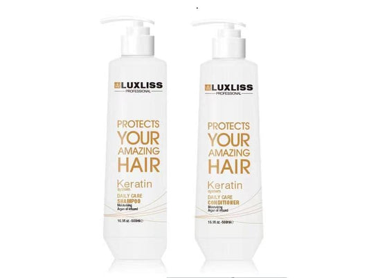Luxliss Keratin Daily Care Shampoo and Conditioner Set, 2 Pack (16 Fl Oz each), Moisturizing, Anti-frizz, Repairing, for Chemically Treated Hair Beauty & Personal Care Luxliss