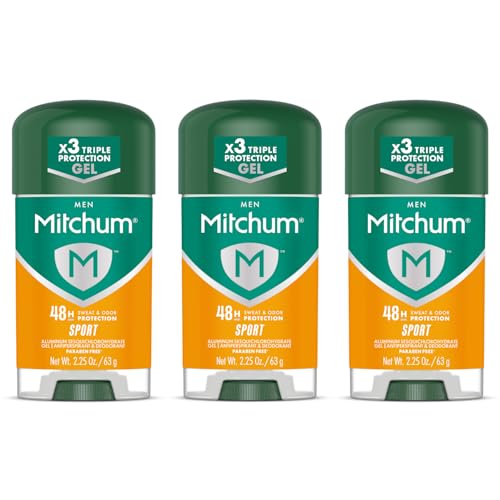 Mitchum Men Power Gel Antiperspirant Deodorant Sport, 2.25 oz Each - 48HR Odor & Wetness Protection, Clear Gel, Triple Odor Defense, Long Lasting Beauty and Personal Care Mitchum