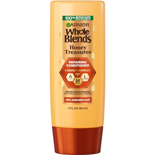 Garnier Whole Blends Honey Treasures Repairing Conditioner, for Dry, Damaged Hair, 3 Fl Oz (Travel Size), 1 Count (Packaging May Vary)