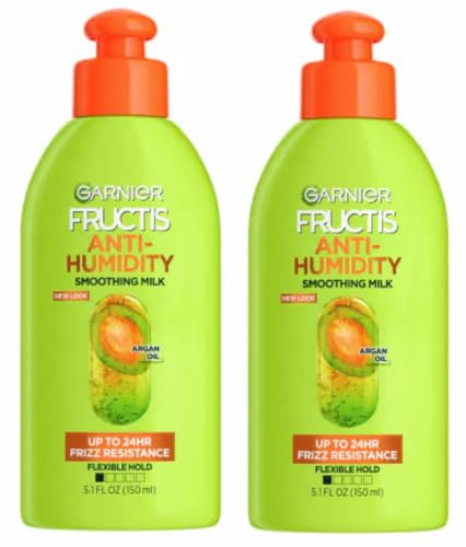Garnier Fructis Style Anti-Humidity Smoothing and Straightening,All Hair Types, Milk, 5.1 fl oz (2 Pack Packaging May Vary)