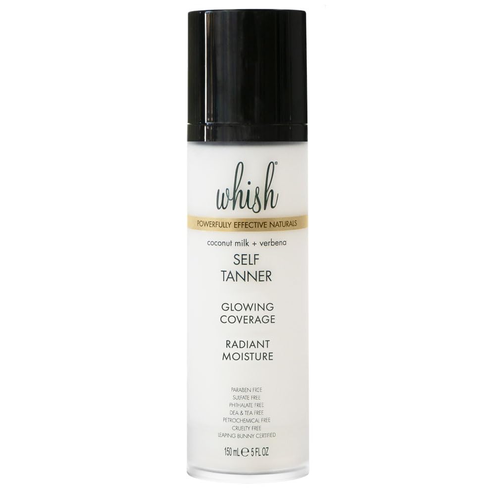 Whish Beauty Coconut Milk and Verbena Self Tanner - Sunless Tanning Lotion for Face & Body - Moisturizes with Shea Butter, Mango Butter, & Aloe - Beauty & Personal Care Whish