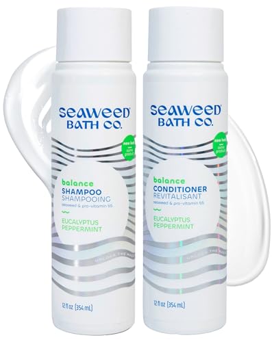 Seaweed Bath Co. Balance Shampoo and Conditioner Set - Eucalyptus Peppermint - Nourishing Hair Care with Vitamin E, Argan Oil, Coconut Oil Beauty & Personal Care The Seaweed Bath Co.