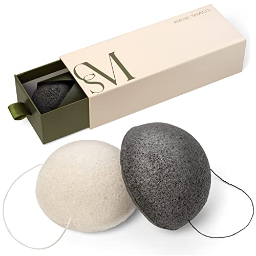 CSM Organic Konjac Sponges 3-Pack for Gentle Exfoliating - Facial Cleansing Sponge with Activated Bamboo Charcoal to Clean Pores, Remove Impurities Beauty & Personal Care C.S.M