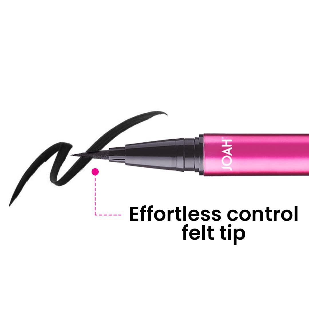 JOAH Line Up Liquid Eyeliner with Precision Felt Tip, Fast-Drying & Waterproof, Long Lasting, Smudge Proof Eye Liner, Effortless Control, Biotin