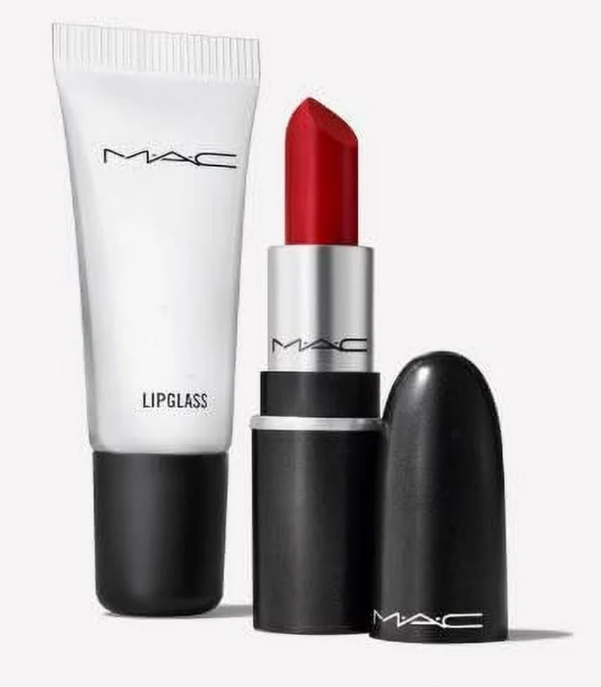 M.A.C Winters Kiss Mini Lip Duo - Red - Mini Retro Matte Lipstick Ruby Woo and Mini Lipglass Clear. Beauty & Personal Care MAC