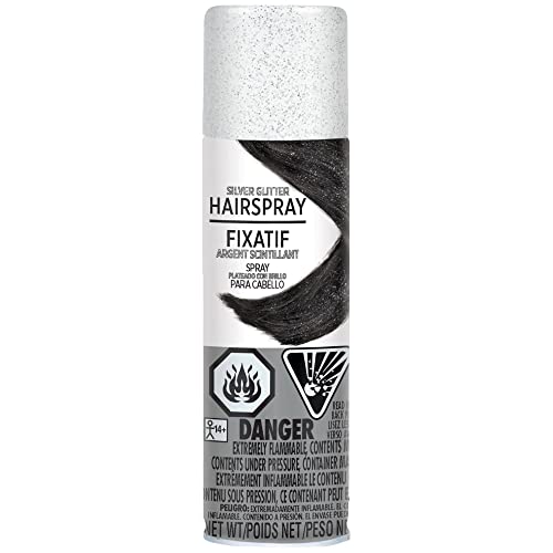 Silver Glitter Hair Spray Color - 3 oz. (1 Count) - Instantly Transforms Your Look, Ideal for Parties & Cosplay Beauty & Personal Care Amscan