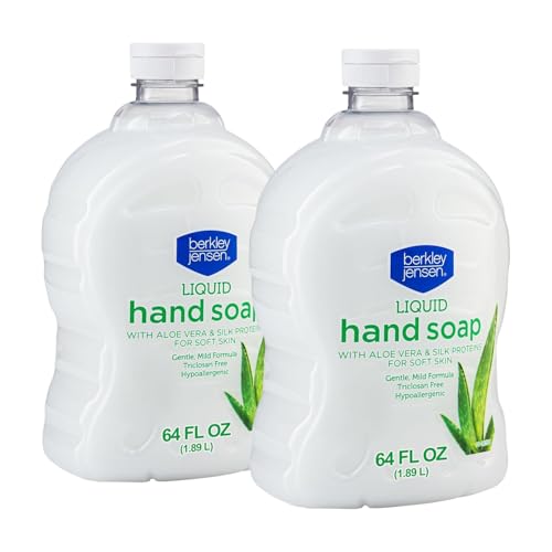 Berkley Jensen Liquid Hand Soap Refills with Aloe Vera - 64 oz Bottle (Pack of 2) - Hypoallergenic Scented Hand Wash with Silk Protein for Soft Hands Beauty & Personal Care berkley jensen