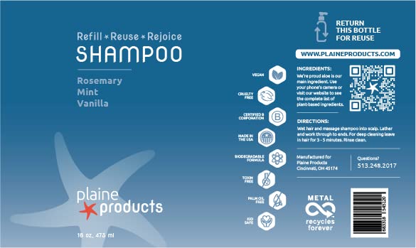 Plaine Products Eco-Friendly Shampoo and Conditioner - Rosemary, Mint, Vanilla - Sulfate & Paraben Free, 16oz Refill Bottles Beauty & Personal Care Plaine Products