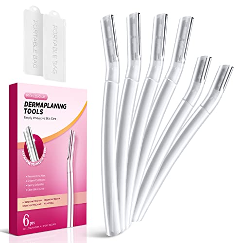 Dermaplane Razor for Women Face, (6 Count) Professional Dermaplaning Tool for Peach Fuzz, Facial and Eyebrow Hair Removal, Gentle Skin Exfoliation Beauty and Personal Care SINAHET
