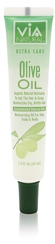 Via Natural Ultra Care Olive Oil Concentrated Natural Oil 1.5oz - Imparts Natural Nutrients To Aid The Hair & Scalp Moisturizes Dry, Brittle Hair - 6 Beauty & Personal Care Via Natural