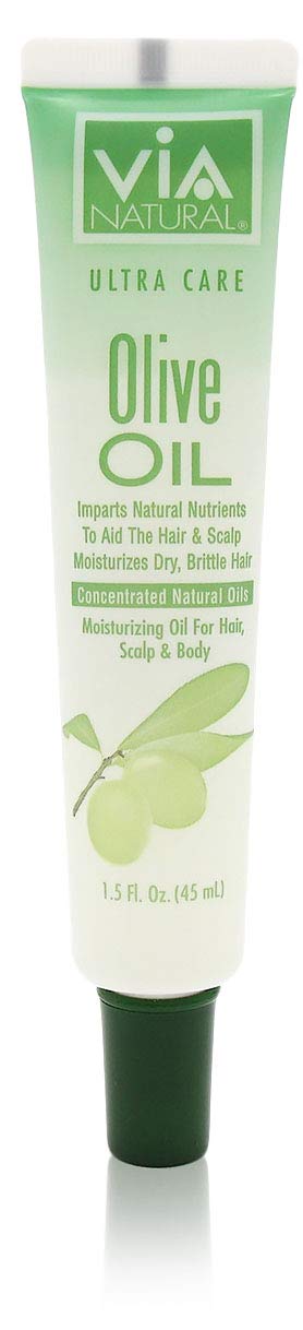 Via Natural Ultra Care Olive Oil Concentrated Natural Oil 1.5oz - Imparts Natural Nutrients To Aid The Hair & Scalp Moisturizes Dry, Brittle Hair - 6 Beauty & Personal Care Via Natural