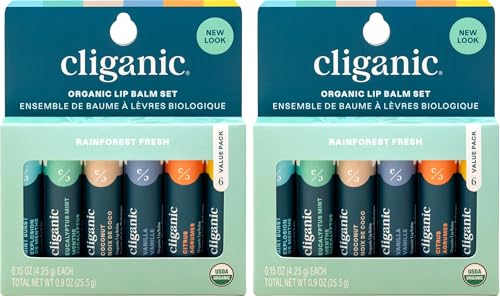 Cliganic Organic Lip Balm Set (2 Packs of 6 Tubes), 100% Natural Moisturizer for Cracked & Dry Lips Beauty and Personal Care Cliganic