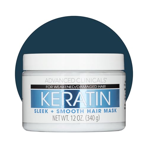 Advanced Clinicals Keratin Hair Mask Treatment, 12 Fl Oz - For Color Treated Hair, Detoxifying Keratin Conditioner To Strengthen Broken, Fortifying