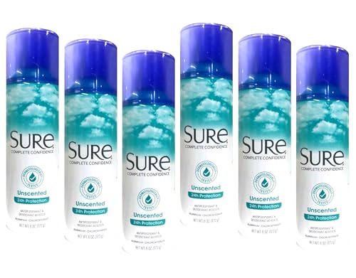Sure Deodorant 6 Ounce Aerosol Unscented (177ml) (6 Pack) Beauty and Personal Care Sure