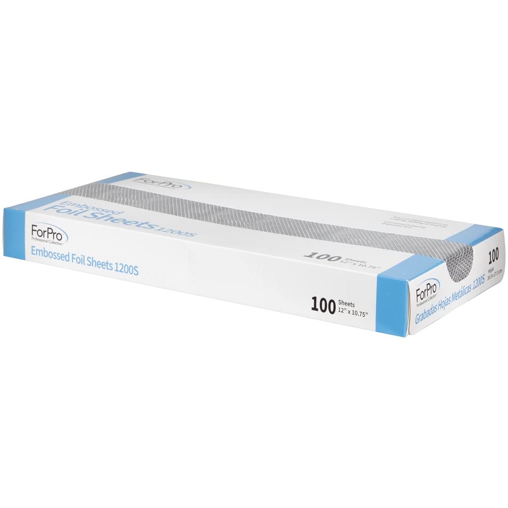 ForPro Professional Collection Embossed Foil Sheets 1200S, Aluminum Foil, Pop-Up Dispenser, for Hair Color Application and Highlighting Services, Food Beauty & Personal Care ForPro Professional Collection