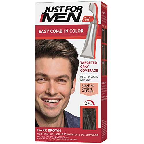Just For Men Easy Comb-In Color Mens Hair Dye, Easy No Mix Application with Comb Applicator - Dark Brown, A-45, Pack of 1 Beauty & Personal Care Just for Men