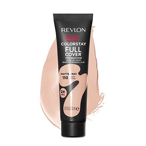Revlon ColorStay Full Cover Longwear Matte Foundation, Heat & Sweat Resistant Lightweight Face Makeup, Ivory (110), 1.0 oz Beauty & Personal Care REVLON