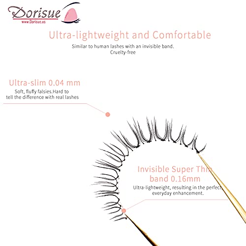 Dorisue Natural Volume False Eyelashes - Ultra Light Clear Band Lashes for Office Daily Wear, 4-10mm, 4 Pairs (E3) Beauty & Personal Care Dorisue