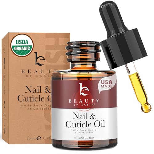 Organic Nail and Cuticle Oil - USA Made Nail Oil for Growth & Strength with Jojoba and Vitamin E, Repair for Damaged Nails & Cuticle Softener made Beauty & Personal Care Beauty by Earth
