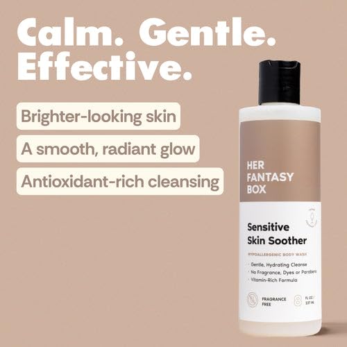 Her Fantasy Box | Sensitive Skin Soother Gentle Body Wash - Fragrance-Free Probiotic Cleanser with Chamomile, pH Balanced, Vegan & Cruelty Free, 16 oz Beauty & Personal Care Her Fantasy Box