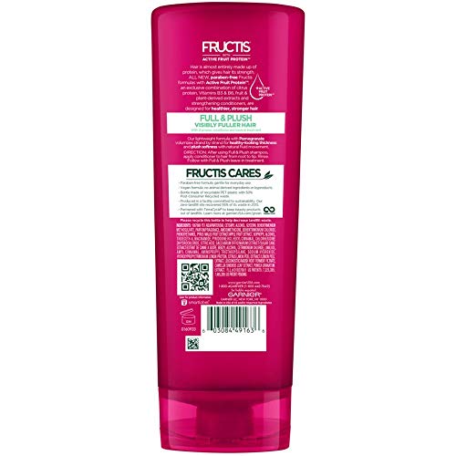 Garnier Fructis Full and Plush Fortifying Conditioner for Fine, Flat Hair, 12 Fl Oz, 1 Count (Packaging May Vary) Beauty & Personal Care Garnier