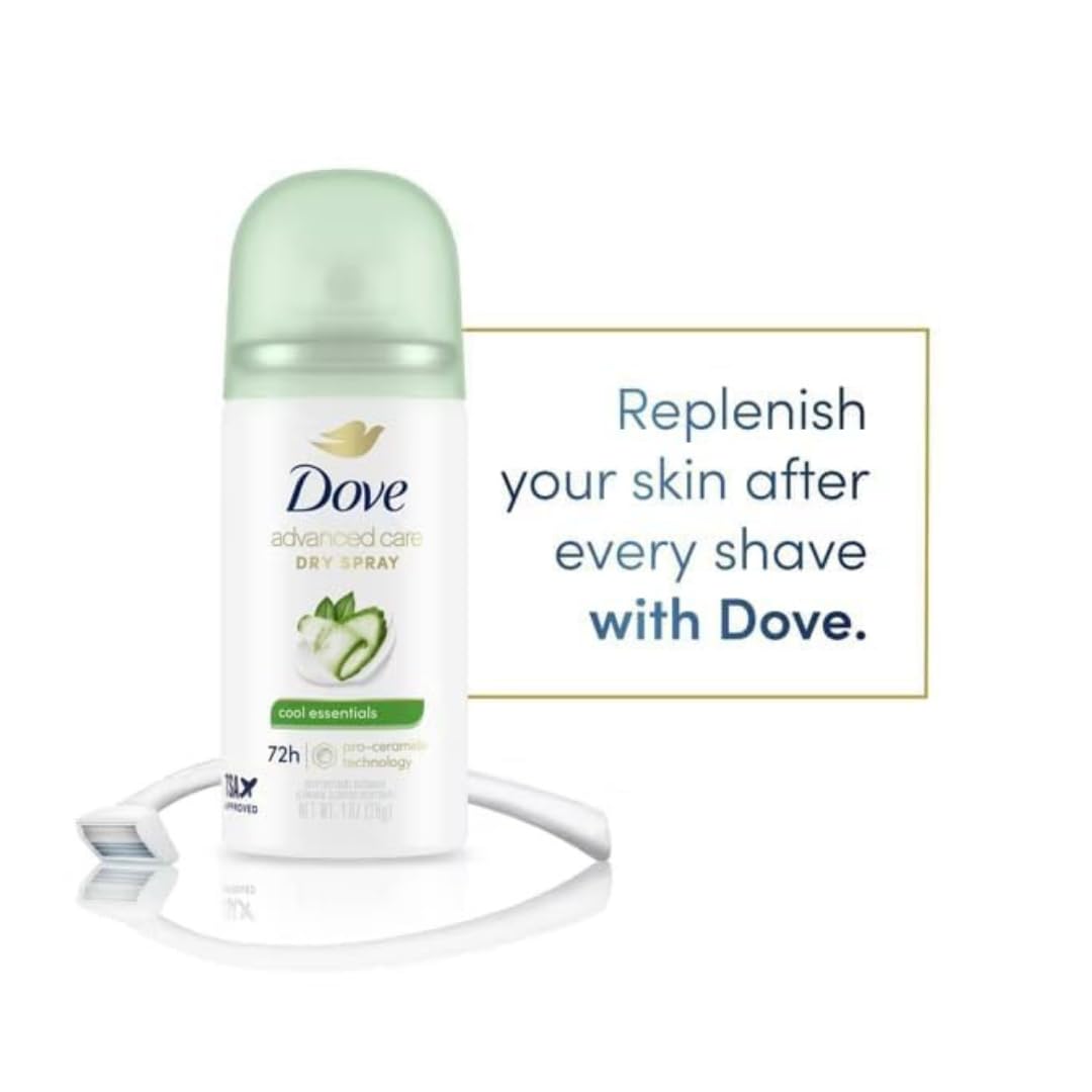 Dove Advanced Care Cool Essentials Antiperspirant & Deodorant Dry Spray Travel Size 1 oz Mini 3-Pack, 72 Hour Protection, Pro-Ceramide Technology Beauty and Personal Care Dove
