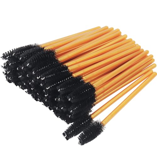 300 Pack Mascara Wands Disposable Eye Lash Brushes Eyebrow Brush Applicator for Eyelash Extensions Makeup Brush Applicator Tools, Gold/Black Beauty & Personal Care Mekupeu