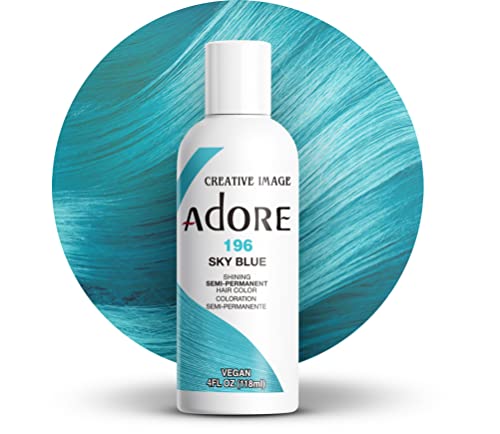 Adore Semi Permanent Hair Color (196 Sky Blue) | Vegan & Cruelty-Free Blue Hair Dye | No Ammonia, No Peroxide, No Alcohol | 4 Fl Oz Beauty & Personal Care Adore