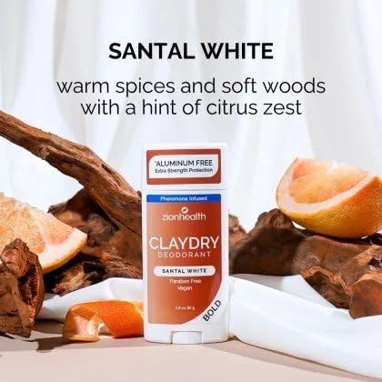 Zion Health Bold, ClayDry Deodorant, Santal White, 2.8 oz (80 g) Beauty and Personal Care Adama Minerals