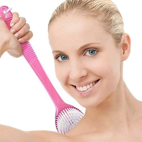 Tarrant Long-Handle Bath/Shower Body Brush and Back Scrubber with Hard Bristles for Deep Skin Cleansing and Exfoliating - Pink Beauty and Personal Care Tarrant