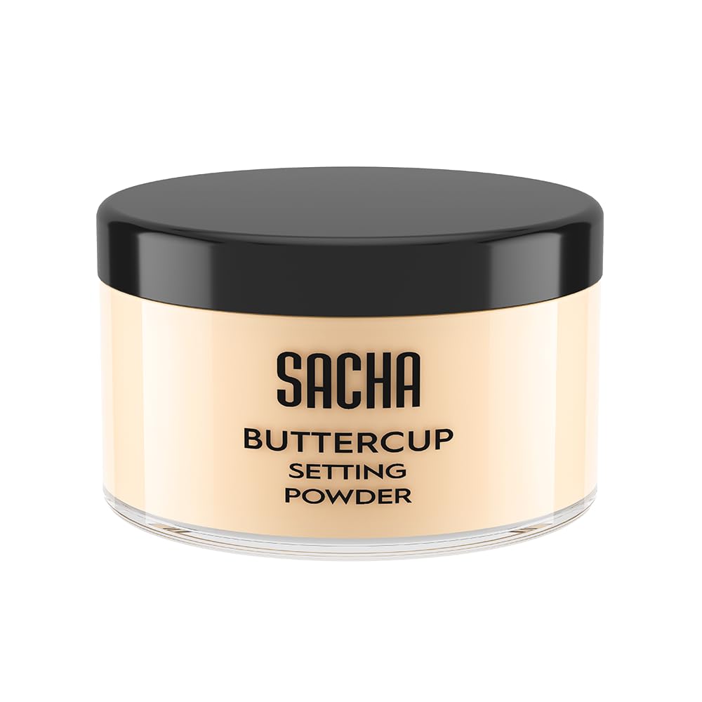 Sacha Buttercup Light Setting Powder - Light to Medium Skin Tones Translucent Loose Face Powder, Flashback-Resistant, Oil Control, Long-Wear Matte