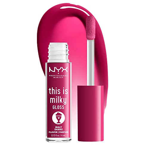 NYX PROFESSIONAL MAKEUP This Is Milky Gloss, Lip Gloss with 12 Hour Hydration, Vegan - Malt Shake (Warm Red) Beauty & Personal Care NYX PROFESSIONAL MAKEUP