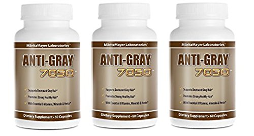 Anti Gray Hair 7050 Restore Natural Hair Color 60 Capsules Per Bottle (3 Bottles) Beauty & Personal Care MÄRITZMAYER LABORATORIES