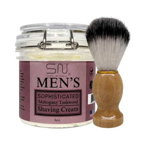 Seoul Naturals Sophisticated Mahogany Teakwood Shaving Cream with Barber Brush, k beauty, 6 oz Beauty and Personal Care Seoul Naturals
