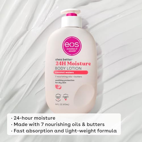eos Shea Better Body Lotion Coconut Waters 16oz – 24H Moisture, Lightweight & Non-Greasy, Natural Shea, Vegan Coconut Body Lotion Beauty & Personal Care eos
