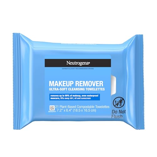 Neutrogena Makeup Remover Wipes, Daily Facial Cleanser Towelettes, Gently Cleanse and Re-move Oil & Waterproof Makeup, Alcohol-Free Makeup Wipes, 21 Beauty & Personal Care Neutrogena