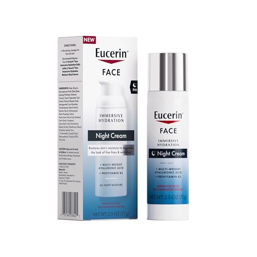Eucerin Face Immersive Hydration Night Cream with Hyaluronic Acid and Provitamin B5, Ultra-Lightweight Face Moisturizer Smooths Fines Lines Beauty & Personal Care Eucerin