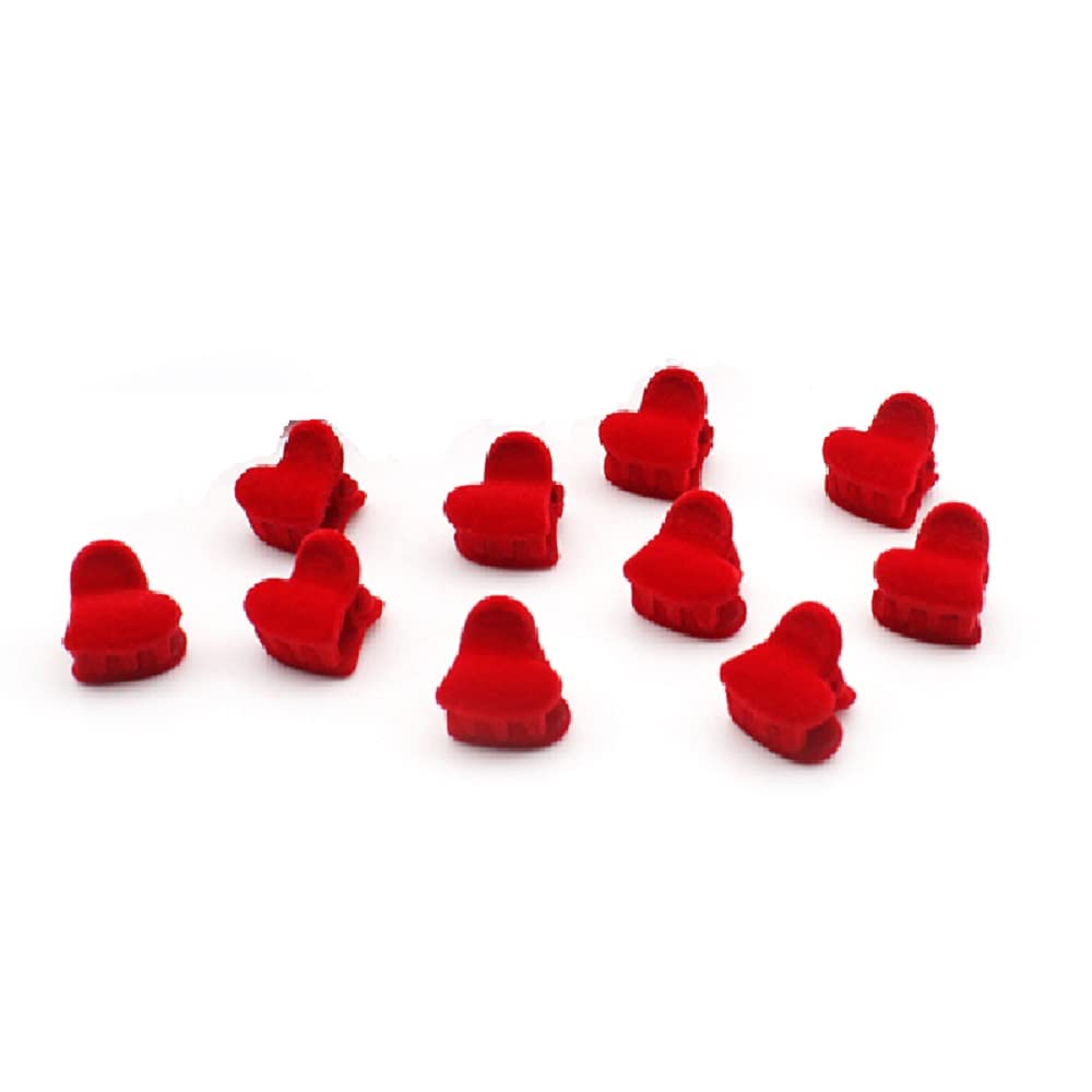 30pcs Red Velvet Mini Hair Claw Clips Flower Heart Bow Hair Bangs Pin Small Hair Clips Clamps Non Slip Tiny Plastic Jaw Clips For Girls and Women Beauty & Personal Care Hot&Sattion